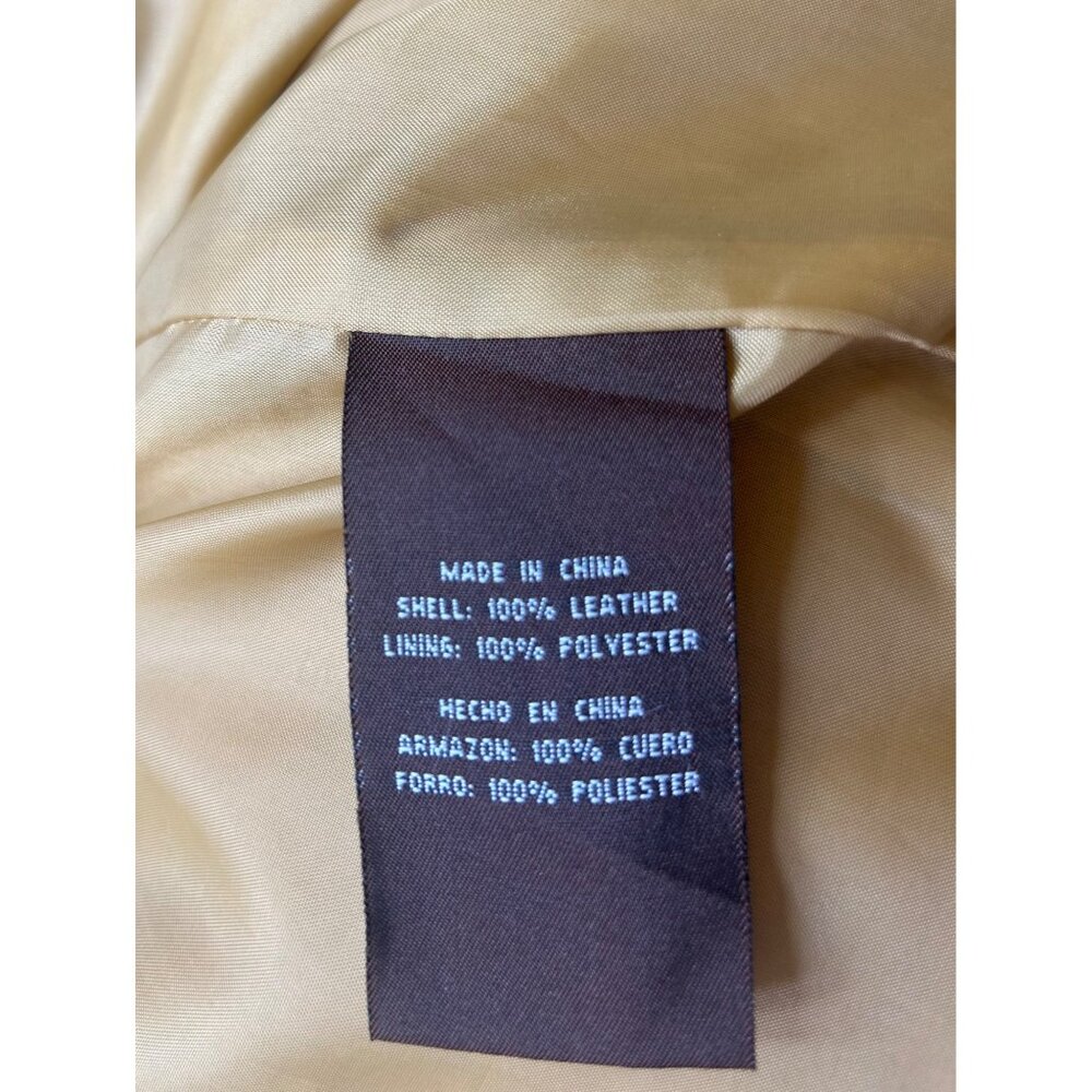 Stan Herman Studio M Medium Tan Leather Jacket 100% Leather Button Front Pockets - Picture 4 of 11